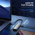 Lemorele TC101 5-in-1 USB C Hub 4K HDMI Docking Station 100W PD USB 3.0 5Gbps for MacBook/// Aluminum Dock.