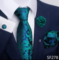 Luxury Mens Ties Floral Black Gold Ties Paisley NeckTie Pocket Square Cufflinks Brooch Set Men's Wedding Party Tie. 