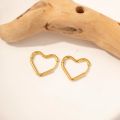 2pcs Fashion Gold Color Stainless Steel Heart Earrings Studs For Women Girl, Simple Punk Hoop Earrings Piercing Jewelry . 