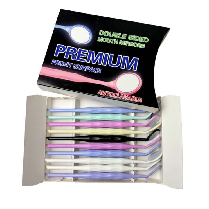 Miroirs Buccaux Dentaires à Manche Plastique - Lot De 10 - Double Face Pour Examen Oral
