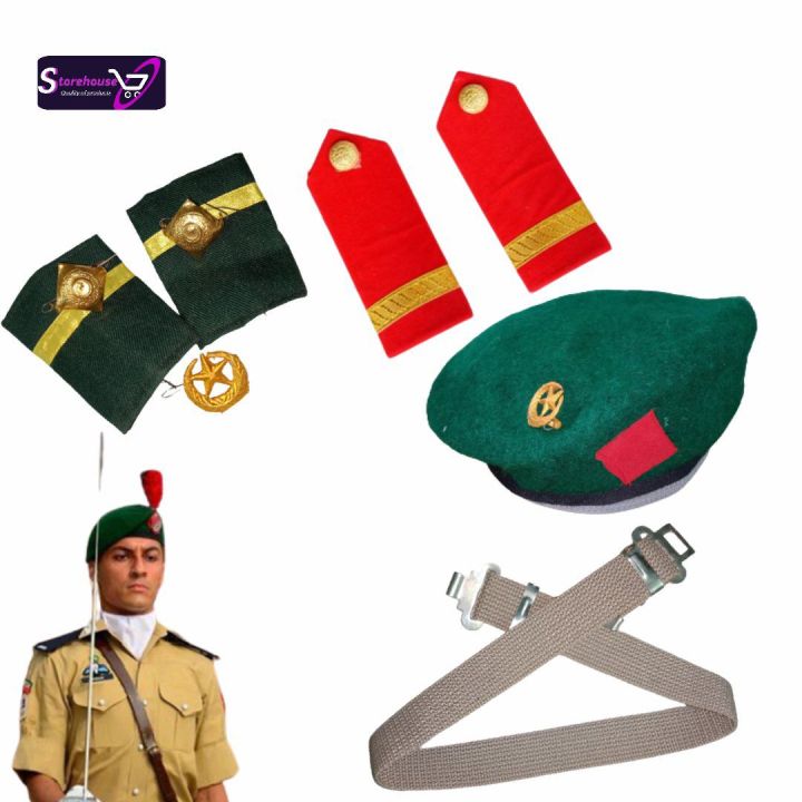 Premium Quality Khaki Uniform with Khaki Belt, Shoulder Ranks, Shoulder Batches, Star Batches/ Foji Uniform Khaki Color for Boys & Girls