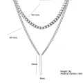 Men 3D Vertical Necklace Geometry Stainless Steel Cuban Necklace Temperament Cool Vertical Pendant Necklace. 