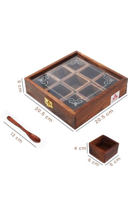 Wooden%20Square%209%20Compartment%20Masala%20Box%209X9"%20-%20Image%205