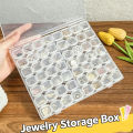 Portable transparent jewelry box earring necklace earring tray storage box small earrings anti-oxidation box.