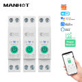 Manhot WiFi Smart Circuit Breaker MCB 1P+N 16A Switch Energy Meter Kwh Metering Monitoring Circuit Breaker Alexa Work With Tuya. 