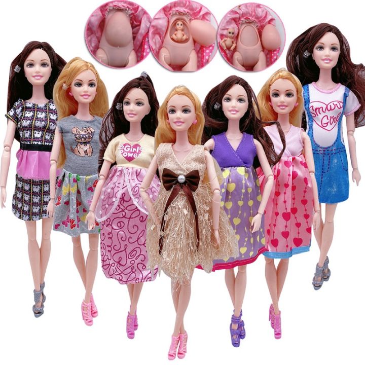 11.8''/30cm%20Movable%20Joints%20Pregnant%20Dolls%20Mom%20With%202%20Babies%20On%20Her%20Tommy%20Modern%20Dress%20Princess%20Doll%20Educational%20%20Interactive%20Toy%20-%20Image%204