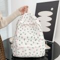 Korean Student School Backpack Floral White School Bags For Teenage Girls Cute Women's Backpack Brand Book Bag Nylon Rucksack. 