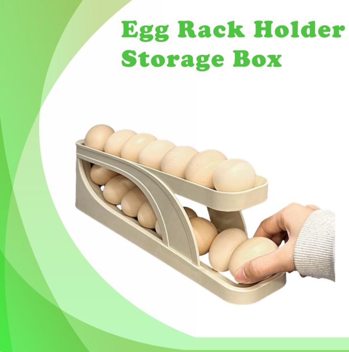 Double-Layer Egg Dispenser Automatic Roll-Down Egg Storage Rack Slide Egg Carton Refrigerator Egg Basket Kitchen Countertop Egg Holder Dshop