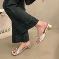 Women'S Fashion Square Toes Slippers Open Toe Comfort Sandals Slippers Casual High Heels Slipper Flip Flops for Women Trend 3344.