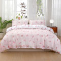 3pcs/set Plaid Bow Print Duvet Cover Set(1 Duvet Cover & 2 Pillowcase）Soft And Skin-Friendly Duvet Cover Bedding Set. 