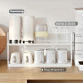 Double-layer Cup Rack with Drain Tray Rack for Kitchen Table Top Glass Cups, Tea Cups, Coffee Cups and Water Cups Organizer Shel. 