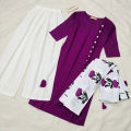 Jesan Super Shop Summer Ready Three Pieces Button Design Linen Fashionable Stitched Kurti Shalwar For Girls And Women. 