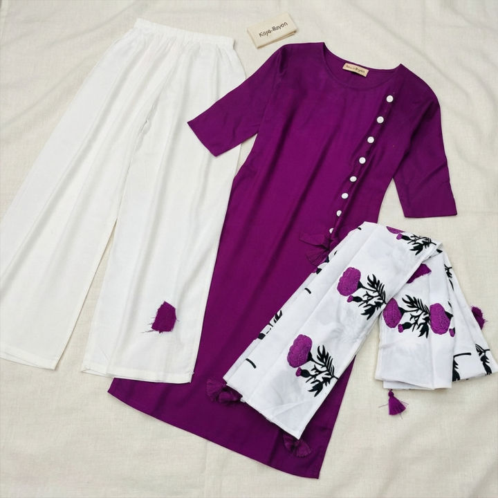 Jesan%20Super%20Shop%20Summer%20Ready%20Three%20Pieces%20Button%20Design%20Linen%20Fashionable%20Stitched%20Kurti%20Shalwar%20For%20Girls%20And%20Women%20-%20Image%202