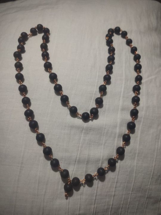 Karungali maalai with copper chain - 8mm