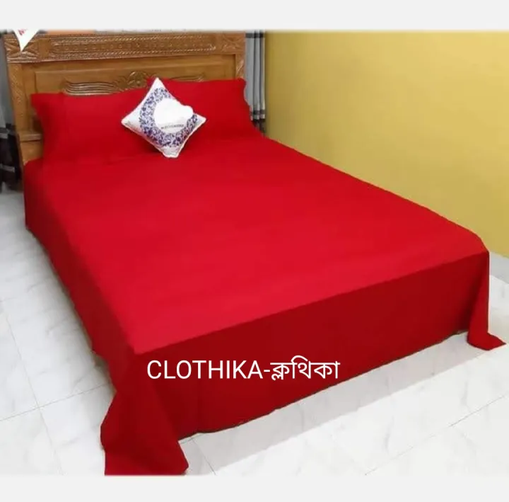Solid%20Colour%20Twill%20Cotton%20Bedsheet%20king%20size%20(8feet/7.5feet)%20with%202%20pillows%20cover%20for%20Home%20decorations%20-%20Image%202