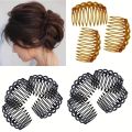 2Pcs French Hair Comb Hair Accessories Straight Teeth Hair Clip Hair Side Comb Bridal Wedding Veil Comb Retro Weaving Effect. 