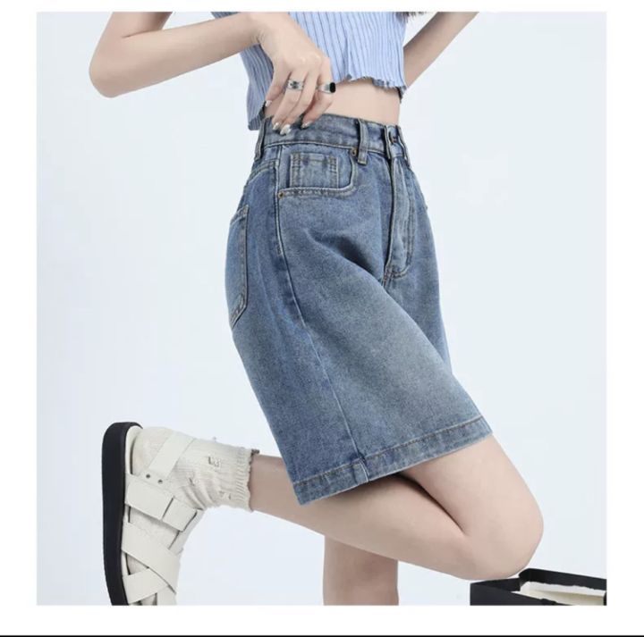 Women's%20Summer%20Denim%20Shorts%20High%20Waist%20Wide%20Leg%20Crop%20Flared%20Blue%20Jeans%20-%20Image%203
