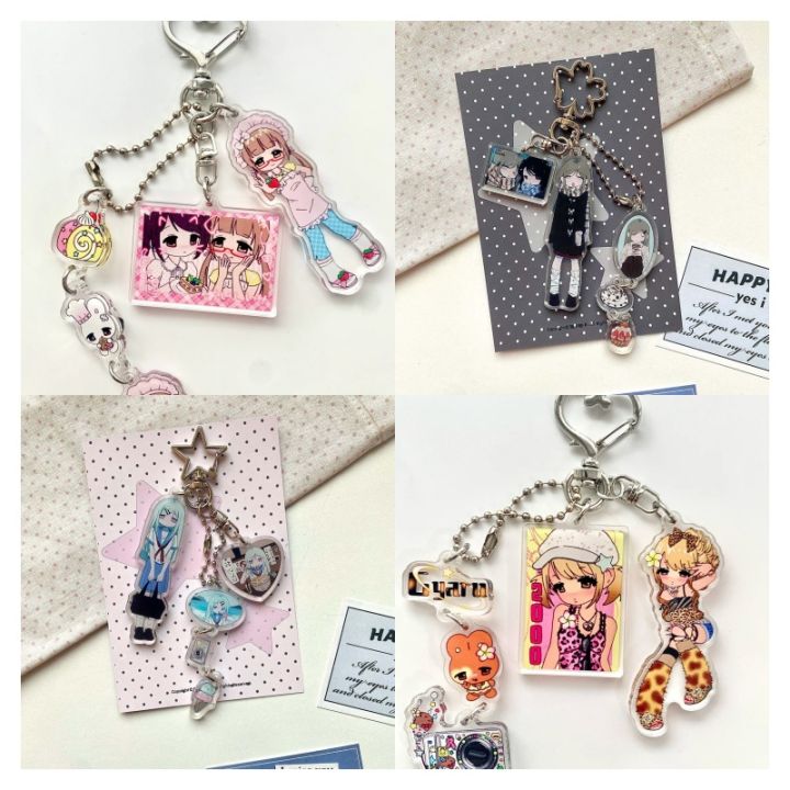 Cartoon Pretty Girl Acrylic Keychain Phone Lanyard Kawaii Backpack Pendant Charm Key Hanging Decoration Accessories