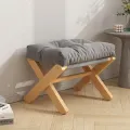 Small Stool Storage Living Room Foldable Sofa Foot Wood Stool Beech Wooden  Low Stool with Soft Breathable Cushion foot pedal. 
