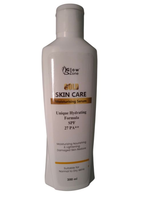 GlowZone Gold Skin Care Moisturising Cream Serum 200ml,Unique Hydrating Formula Cream SPF 27 PA ++