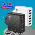 3.1A 6Ports USB Charger Fast Charging Wall Charger Quick Charge For iPhone Mobile Phone Adapter.