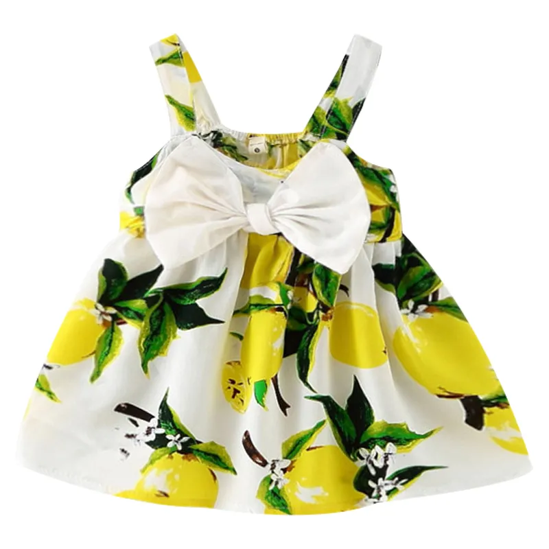 Lovely Cute Casual Dresses Baby Girls Vest Lemon Printing Baby Dress Lemon Printing Knee Length Children s Clothing Fashion Daraz.pk