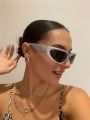 Silver Unisex Y2K Sunglasses For Men And Women. 
