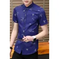 Korea Casual Cool men's shirt Short Sleeve Summer Cotton Slim Trend Shirt Large Size Cool Brand top New Arrival. 