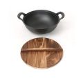 Seasoned Heavy Cast Iron Kadai Imported Quality 27 cm With Bamboo Lid. 
