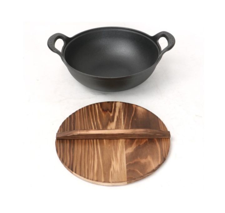 Seasoned%20Heavy%20Cast%20Iron%20Kadai%20Imported%20Quality%2027%20cm%20With%20Bamboo%20Lid%20-%20Image%203