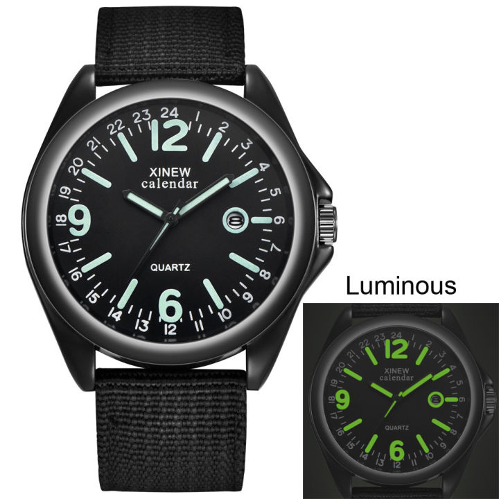 Man%E2%80%99s%20Luminous%20Fashion%20And%20Casual%20Versatile%20Canvas%20Strap%20Calendar%20Quartz%20Watch%20Basic%20Simple%20No%20Waterproof%20Black%20Round%20Dial%20Reloj%20-%20Image%205