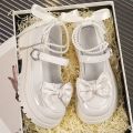 Lolita Shoes Heart Buckle Women Sweet Bow Pearl Chain Mary Janes Shoes Woman PU Leather Thick Bottom Party Pumps Mujer Zapatos. 
