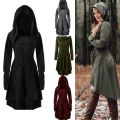 Medieval Cosplay Renaissance Archer Costumes Hooded Robe Lace Up Pullover Long Hoodie Dress Cloak Halloween Party.