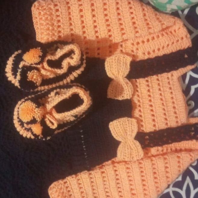 customize handmade crotchet baby girl frock