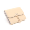 Wallet women's short 2024 summer new women's flower pendant three fold bag large capacity folding multi-functional student coin. 
