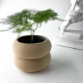 Indoor Beige Flower Planter Pot, Customise 3D Printed Unique Flower & Succulent Pot. 