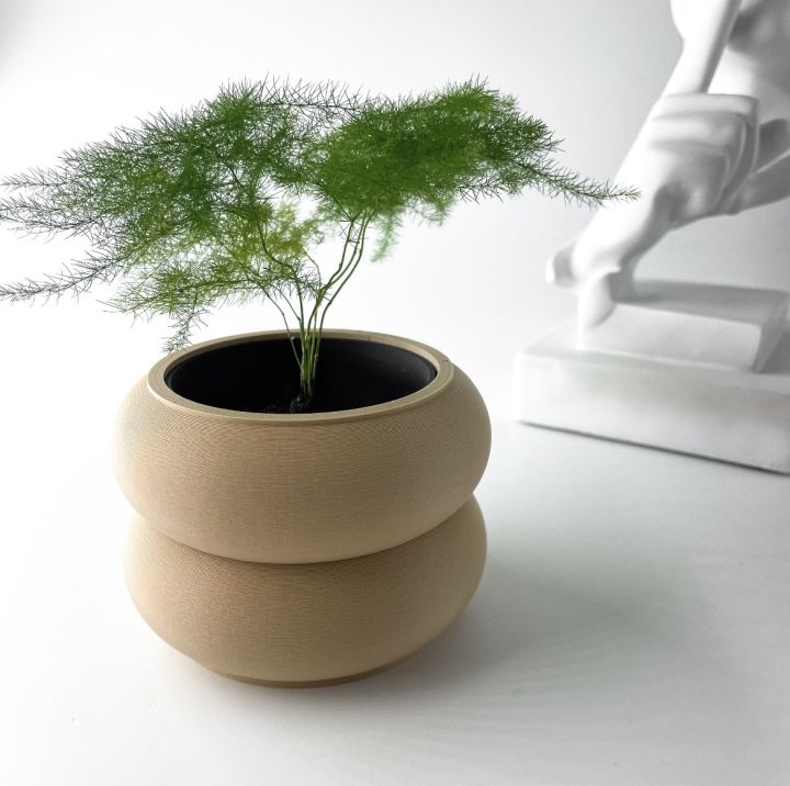 Indoor Beige Flower Planter Pot, Customise 3D Printed Unique Flower & Succulent Pot
