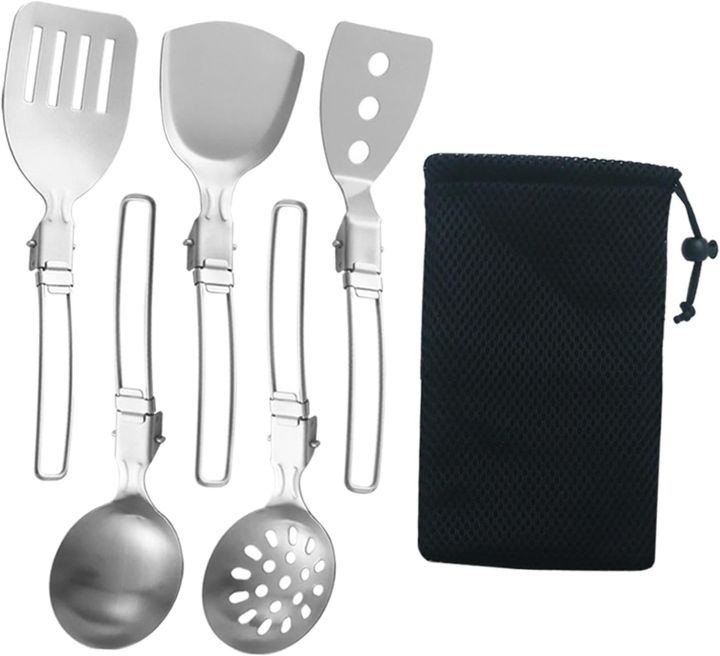 Folding Spatula Spoon Shovel Food Turner Portable 304 StainlessSteel Outdoor Camping BBQ Cooking Tableware Picnic Supplies ﻿