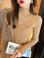 Elegant Solid Basic Knitted Tops Women Turtlneck Sweater Long Sleeve Casual Slim Pullover Korean Fashion Simple Chic Clothes.