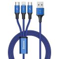 Baseus 3 In 1 Usb To Usb-c/micro Usb/ip Port Cable Fast Charging Data Transmission Cord Line 1.2m Long. 