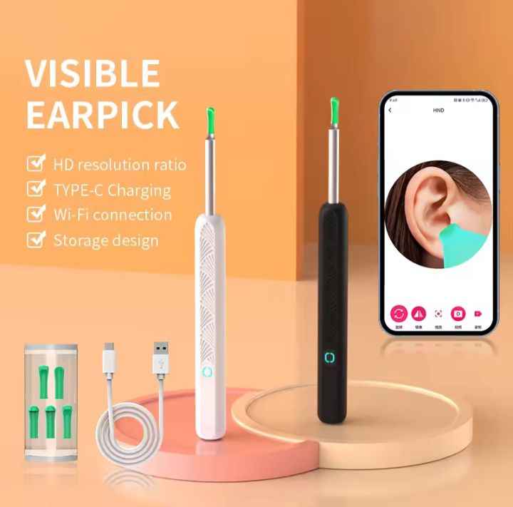 Visual Ear Cleaner with Camera, Wireless Earpicks, Otoscope, USB C Charging, Endoscope, Earwax Removal Tools, Mini Camera