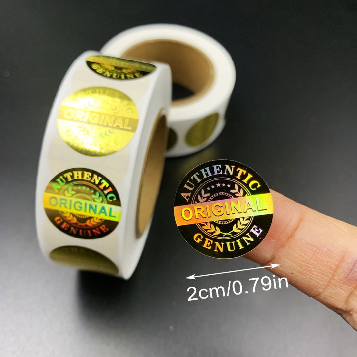 500pcs/1000pcs Rolled Gold VOID Authentic Tamper Proof Holographic Original Stickers for Commercial Business Package Box