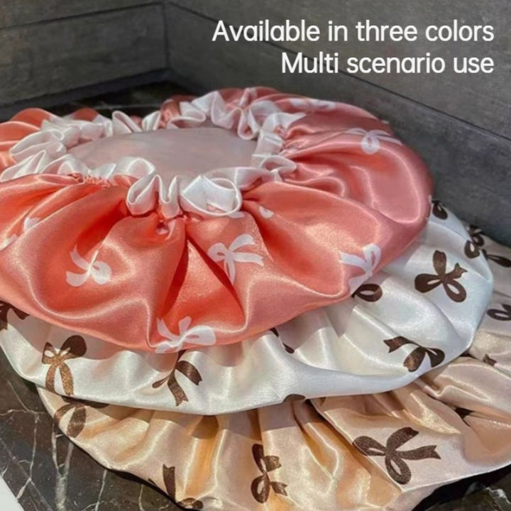 1PC%20Reusable%20Bowknot%20Print%20Shower%20Cap%20Waterproof%20Anti-Smoke%20Kitchen%20Head%20Cover%20Bathroom%20Accessory%20-%20Image%204