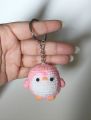 Handmade crochet penguin keyring. 