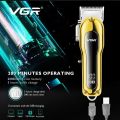 VGR V-680 Professional Salon series cordless Hair Clipper LED Display, Stainless steel Blades, USB Charging cable 4 Guide Comb, Taper Lever Adjustments Runtime: 200 mins, 2000 mAh Li-ion Battery, Gold |. 