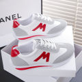 New 2024 Women Casual Walking Shoes Summer Flat Lace Up Leather High Quality Sneakers Fashion Flat-Bottomed Female Gump Sneakers.