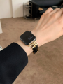 Luxury Gold Metal Real Leather Band For IWatch Series 8 7 6 5 4 3 SE Women Slim Strap For Apple Watch 41mm 40mm 38mm 45 42 44 49. 
