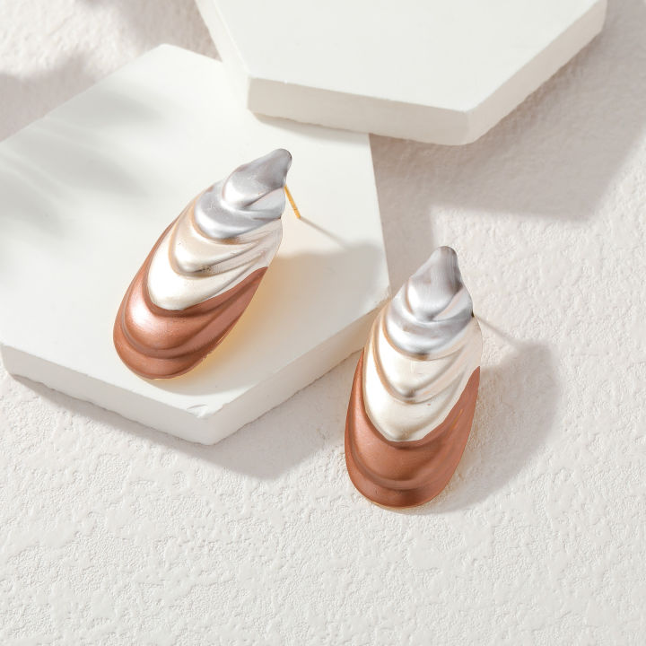 Kissmoon%20Vintage%20Sector%20Earrings%20for%20Women%20Girl%20Stainless%20Steel%20Geometric%20Textured%20Retro%20Fan-Shaped%20Earring%20Trendy%20Jewelry%20%20-%20Image%204