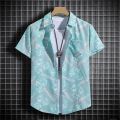 Beach Style Printed Shirts for Men - Short Sleeves Hawaiian Loose-Fit Casual Shirts. 