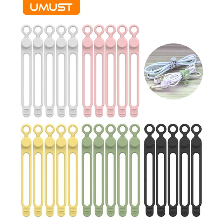UMUST Silicone Cable Ties,Cord Organizer,Cable Straps,Reusable Cord Ties,Travel Cable Organizer ,Cute Elastic Tie, Wire Ties